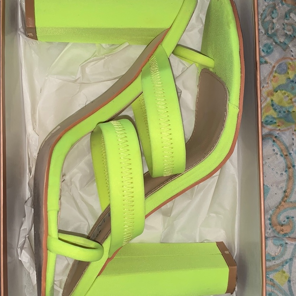 Neon Yellow Toe Loop Mules
